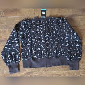 Express Women's Bow Cardigan in a leopard print pattern.